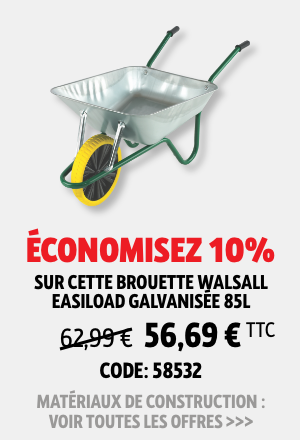 Économisez 10% sur cette brouette Walsall Easiload galvanisée 85L