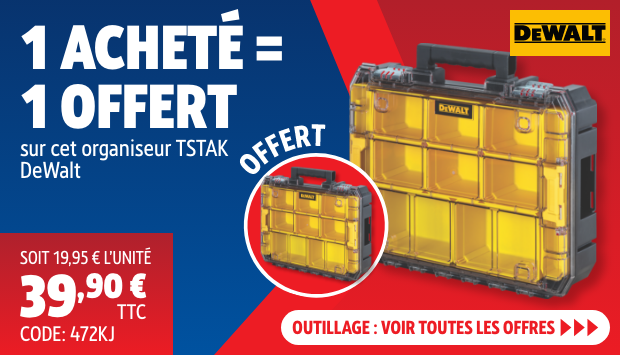 1 acheté 1 gratuit sur cet organiseur TSTAK Dewalt